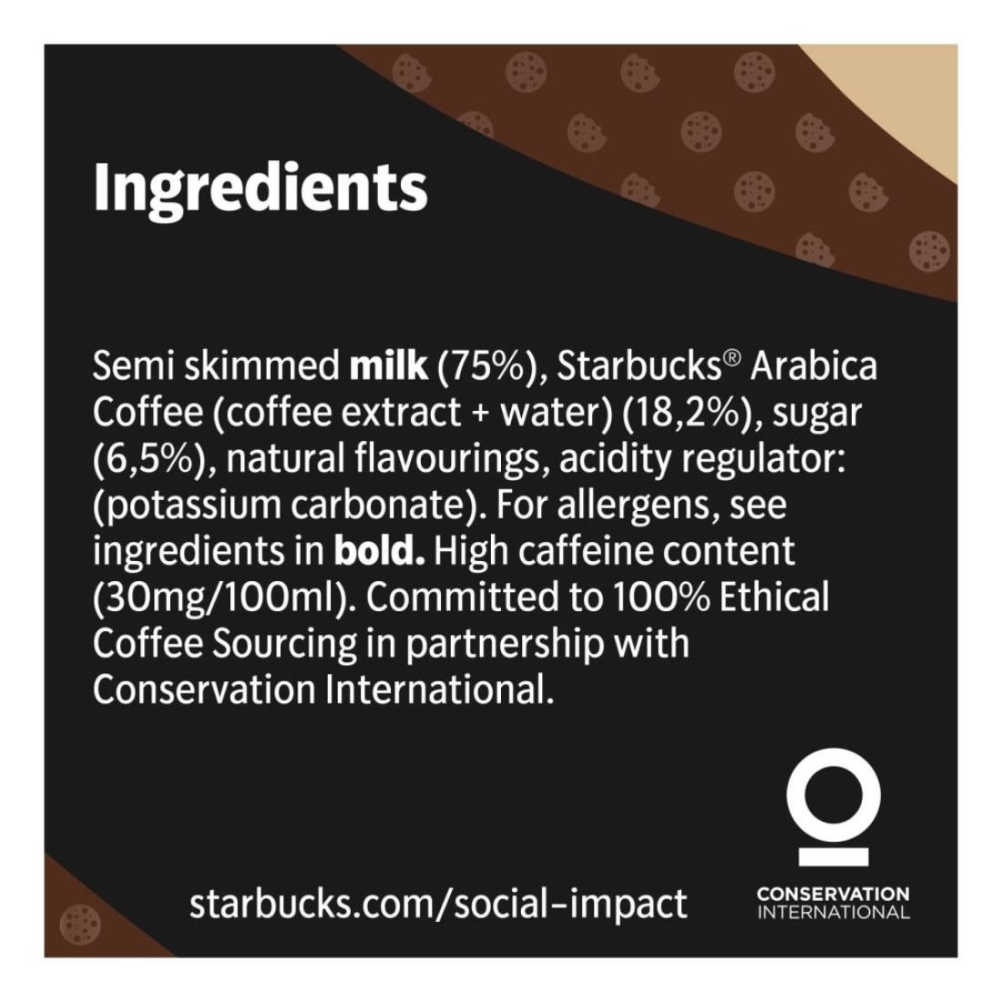 Starbucks Frappuccino Cookies and Cream Coffee Drink, 250ml
