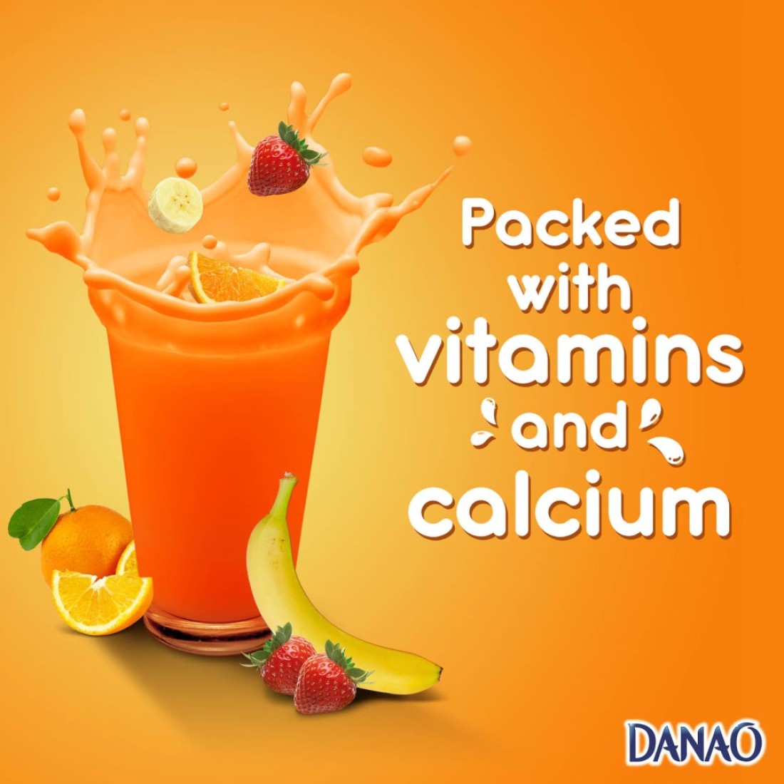 Danao Orange Banana And Strawberry Juice Drink With Milk 180ml Pack of 6