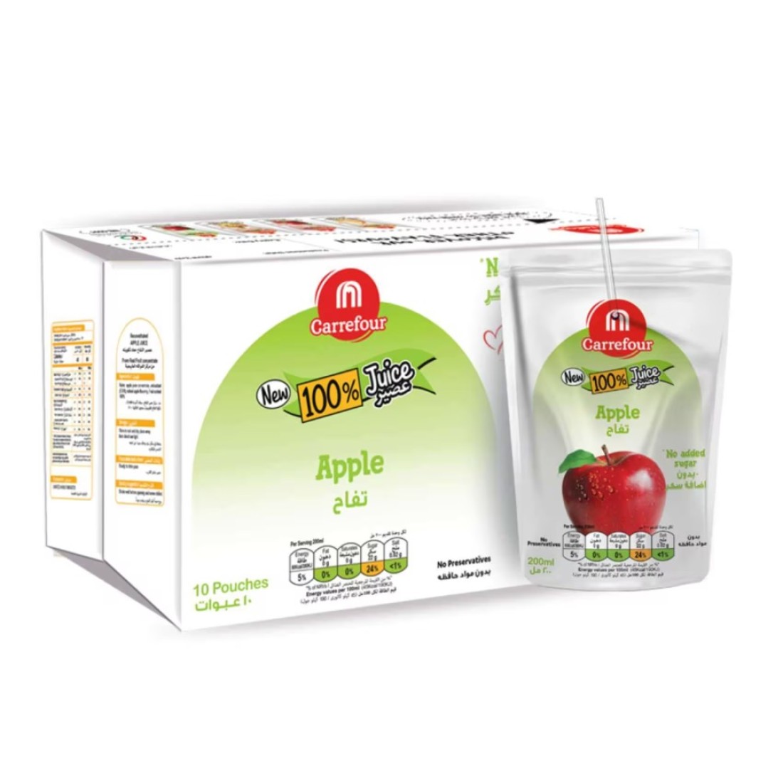 Carrefour No Added Sugar Apple Orange Juice 200ml Pack of 10 Assorted