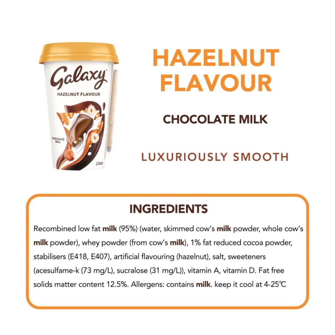 Galaxy Chocolate Milk Hazelnut Flavour 220ml