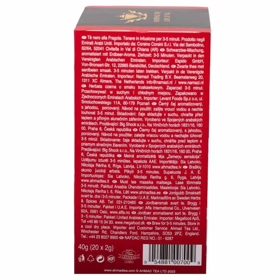 Ahmad Tea Strawberry Sensation with Fruit Pieces Black Tea Bags 20 Tea Bags