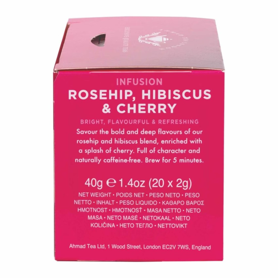 Ahmad Tea Fruit and Herb Infusion Rosehip and Hibiscus with Cherry Flavoured Tea Bags 20 Tea Bags