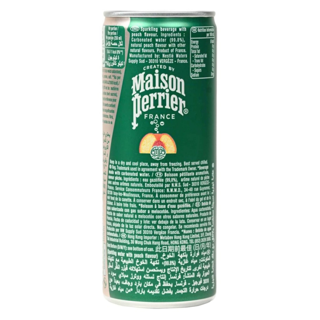 Maison Perrier Forever Peach Flavoured Sparkling Beverage Slim Can 250ml