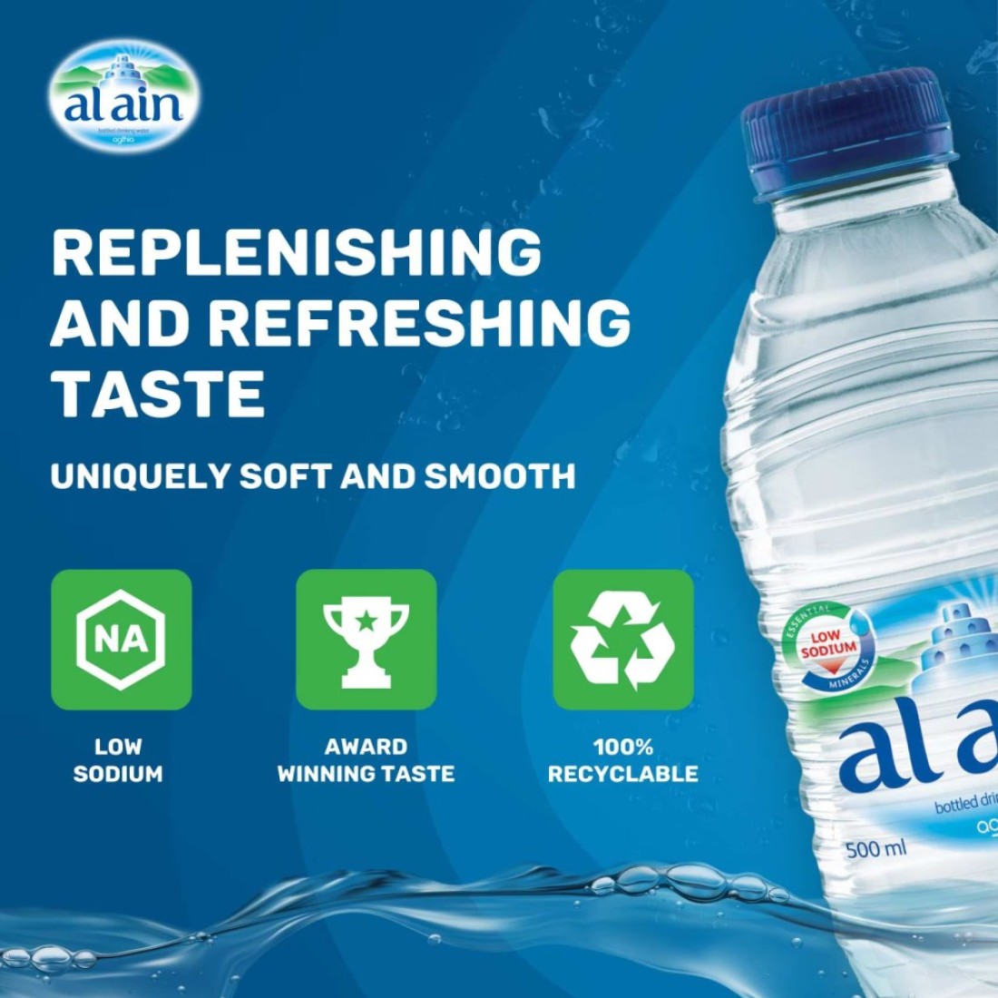 Al Ain Low Sodium Bottled Drinking Water 500ml Pack of 24