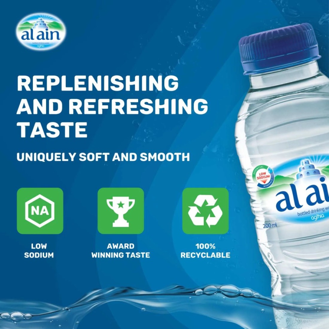 Al Ain Low Sodium Bottled Drinking Water 200ml Pack of 24