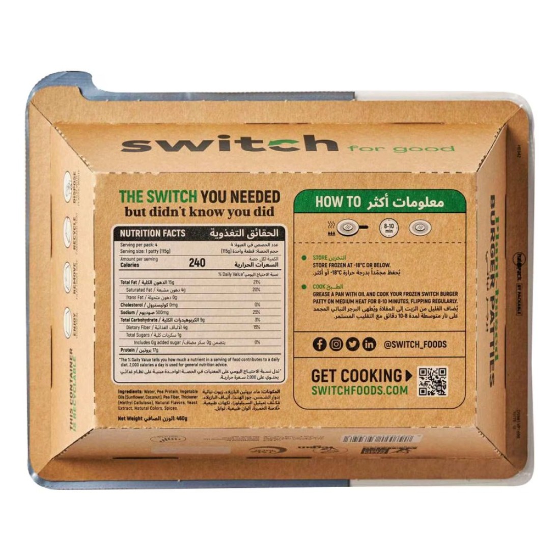 Switch Plant Based Burger Patties 460g