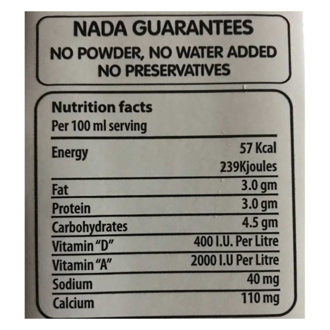 Nada UHT Lacto Free Full Cream Milk 1L Pack of 4
