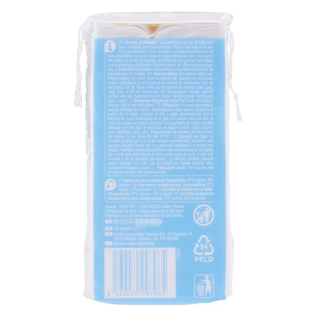 Carrefour My Baby Sensitive Face And Nose Square Pads 100 Pads