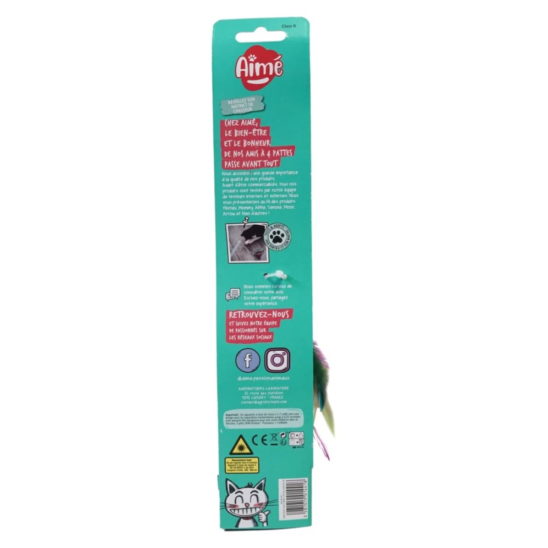 Agrobiothers Aime Fishing Rod With Laser Cat Toy Multicolour 30cm