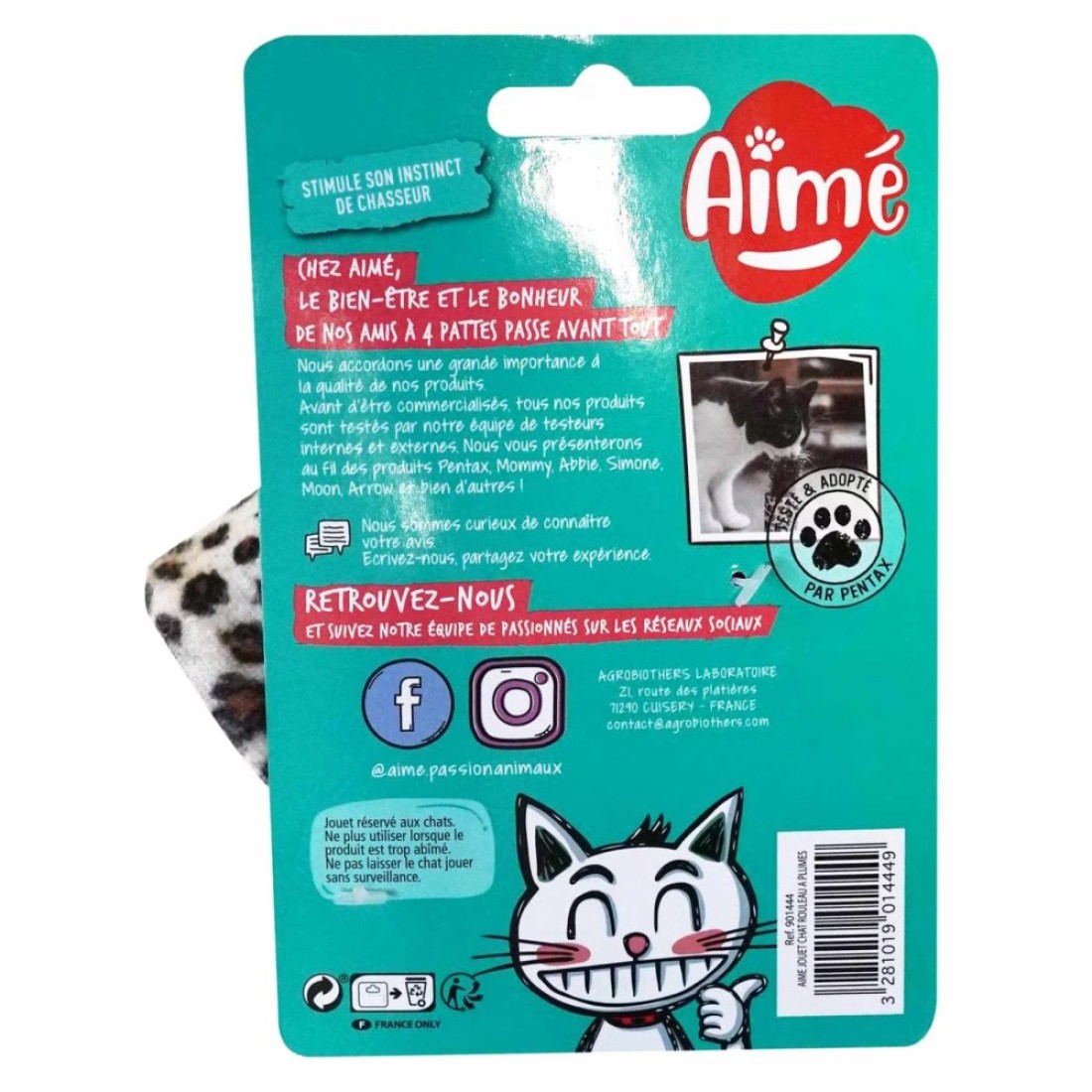 Agrobiothers Aime Feather Cylinder Cat Toy Multicolour 7cm