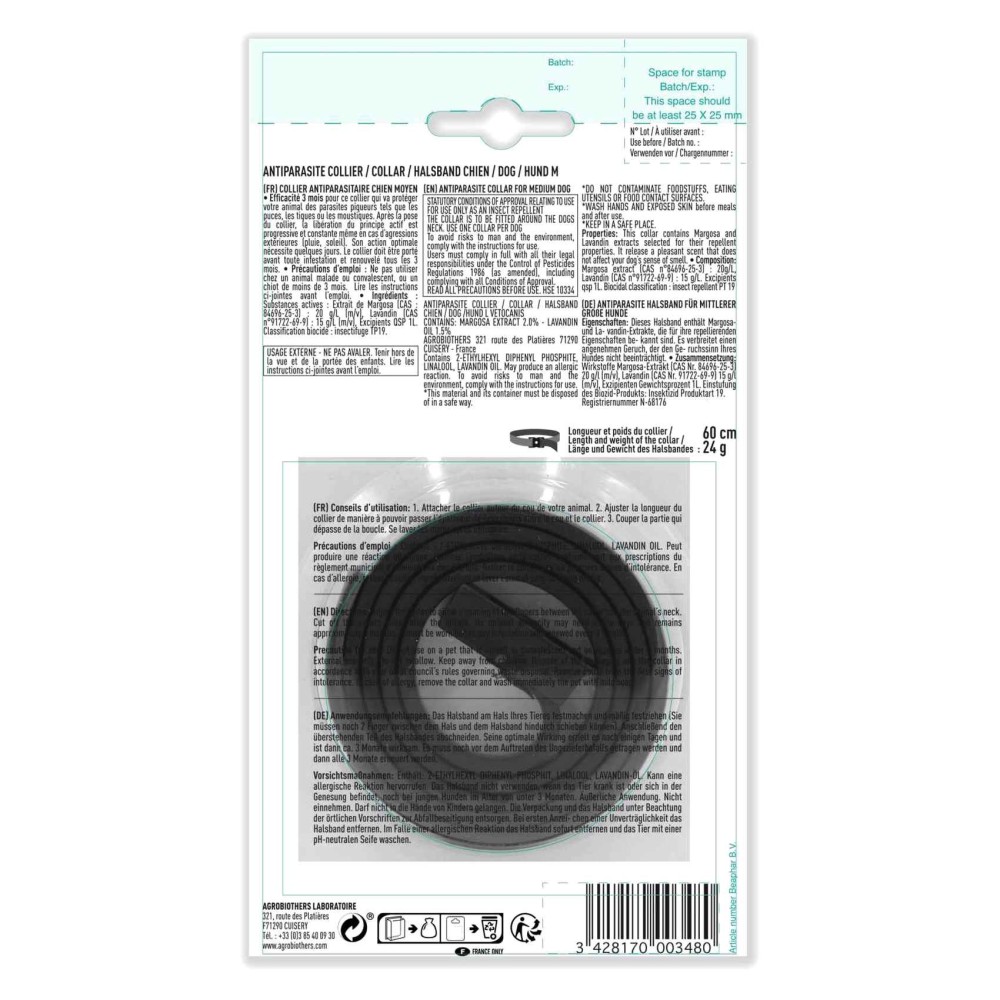 Vetocanis Flea Tick And Mosquito Repellent Collar For Medium Dog Black 60cm
