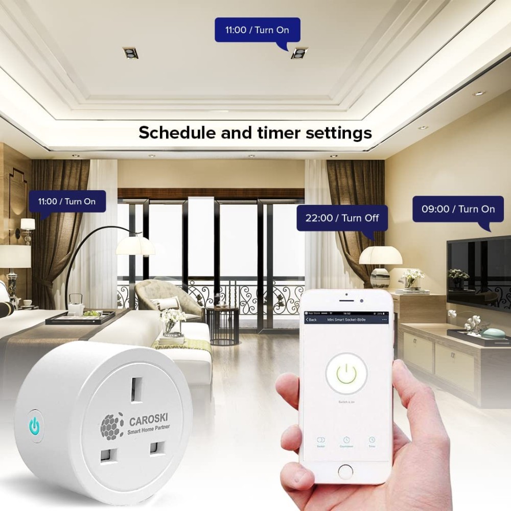 المقابس الذكية التي تعمل مع Alexa Google Home والأشياء الذكية Smart Socket مع التحكم عن بُعد ودالة مؤقت 2.4 GHz Wi-Fi فقط