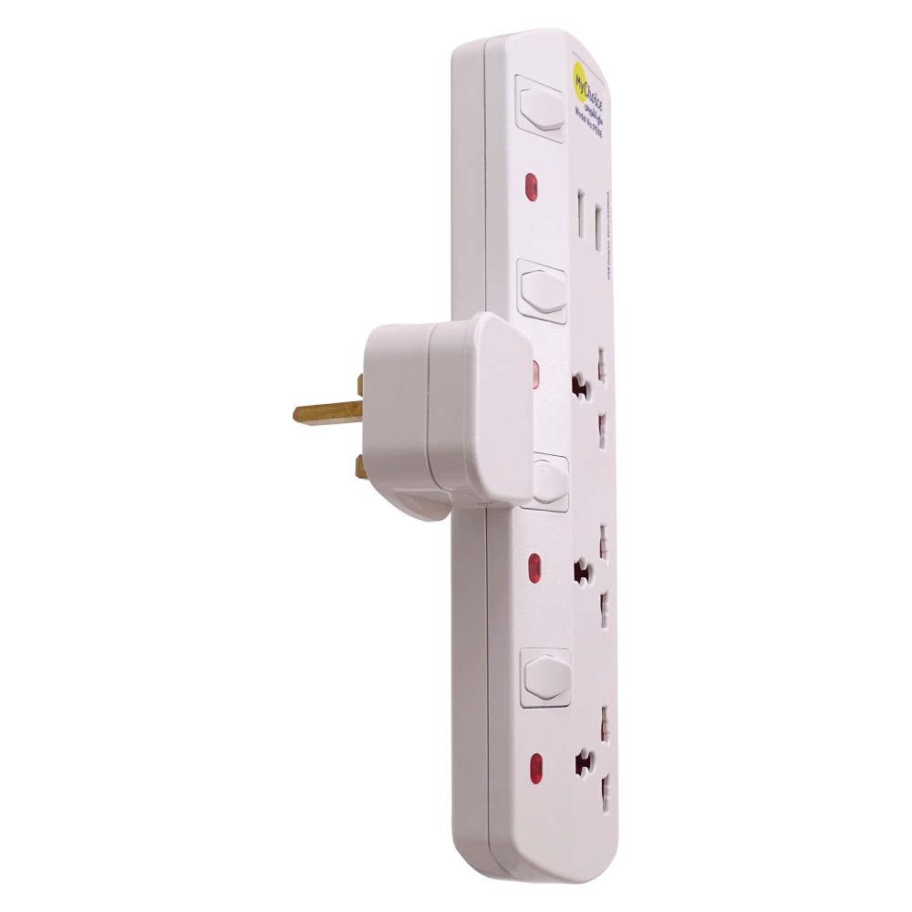 MyChoice 3-Way with 2 USB Ports T-Shape Universal Wall Socket Adapter