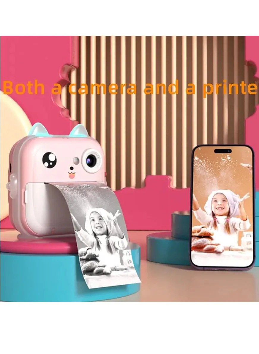 Yeasha,Kids Rechargeable Camera Instant Print ,Mini Photo Printing Camera for Kids,1080P Digital Camera, 2.4 LCD Screen,32G SD Card,High Definition,ABS Body