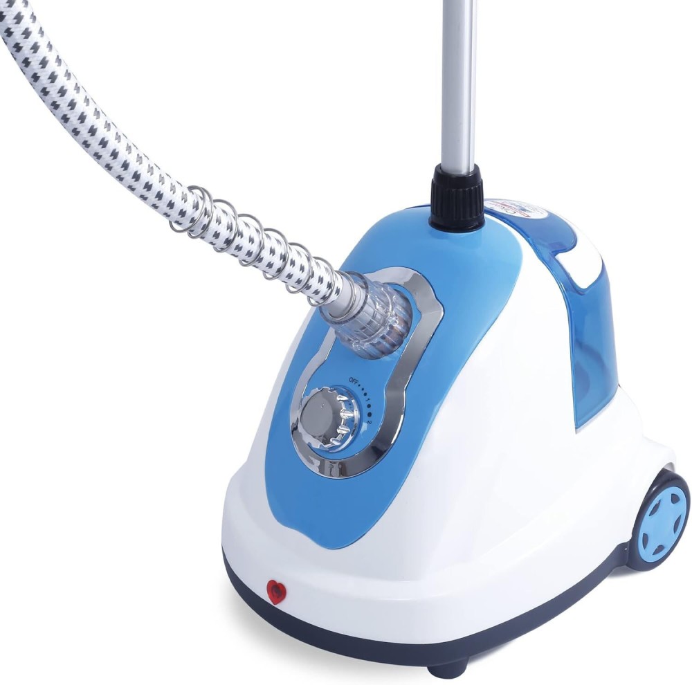 1.4L Garment Steamer with Stainless Steel Nozzle, Heat-Resistant Hose & Leak-Proof Valve, 1700W for Fast Wrinkle Removal – White & Blue"