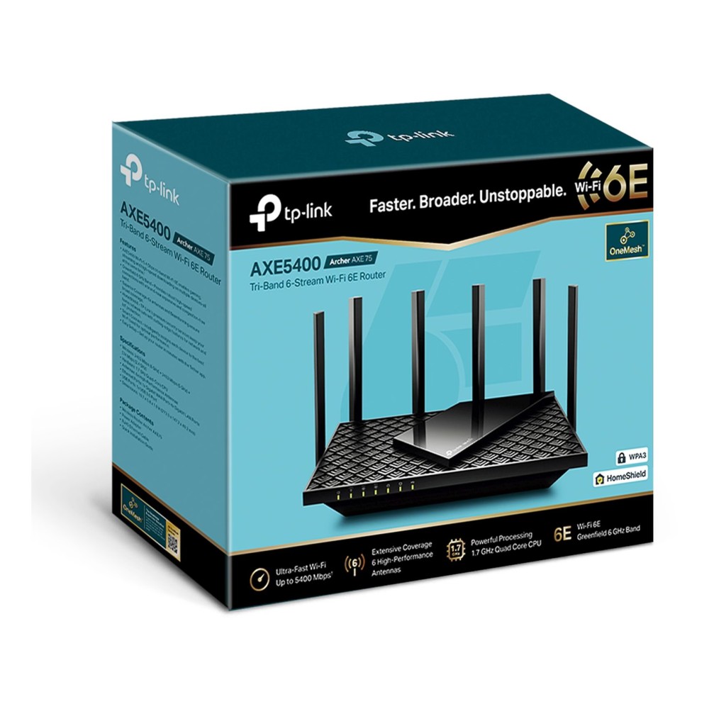 TP-Link Archer Tri-Band 6-Stream Router AXE75 AXE5400 Black