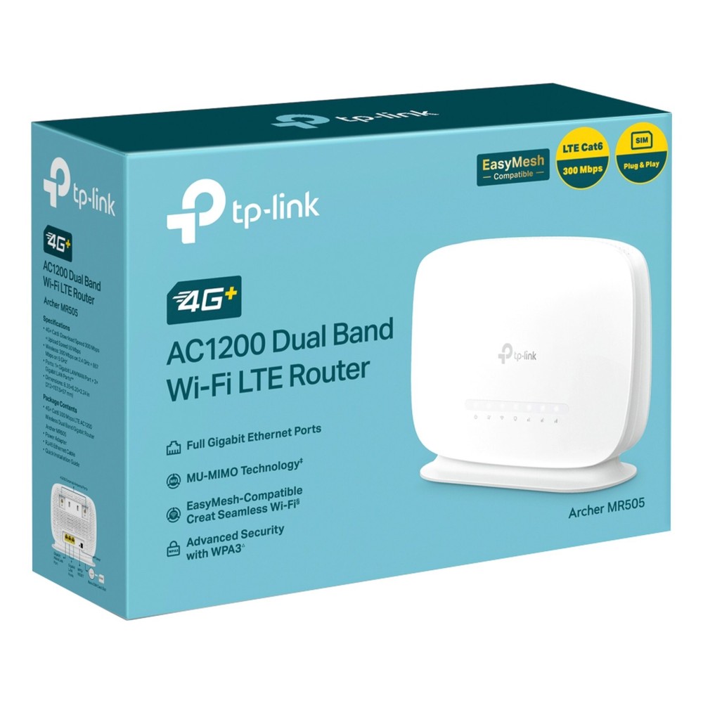 تي بي- لينك أركر MR505 AC1200 راوتر لاسلكي ثنائي النطاق وافاي 4G LTE غيغابت - أبيض