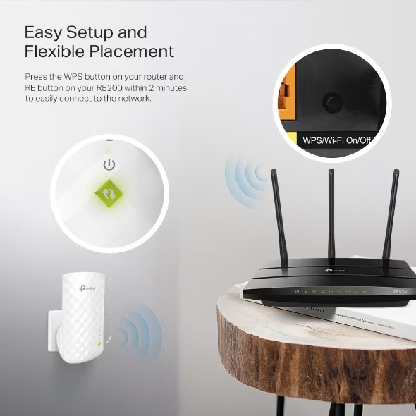 TP-Link AC750 WiFi Range Extender RE200 , Easy WiFi Extension Flexible Placement