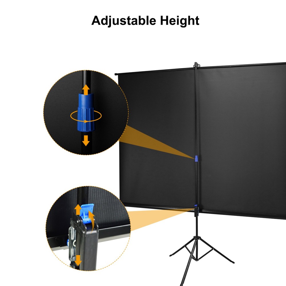 Generic-100 inches Projector Screen with Tripod Stand 4:3 Portable Projection Screen 4K 3D Projector Movies Screen for Home Office Indoor Outdoor Use