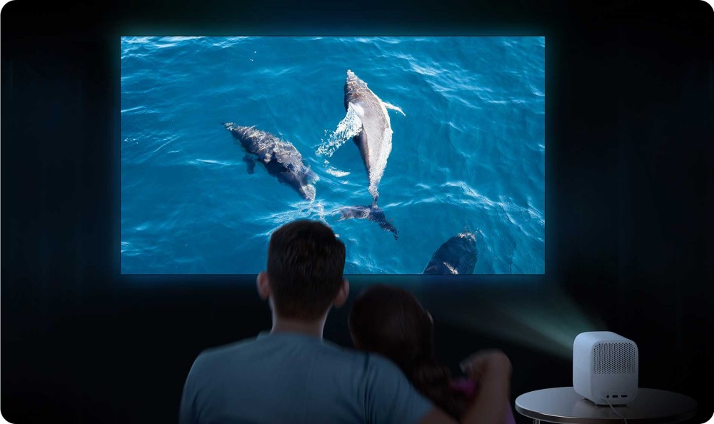 Mi Smart Projector 2 portable home cinema LED Light with DLP technology 1920×1080p Screen Size 60" to 120"