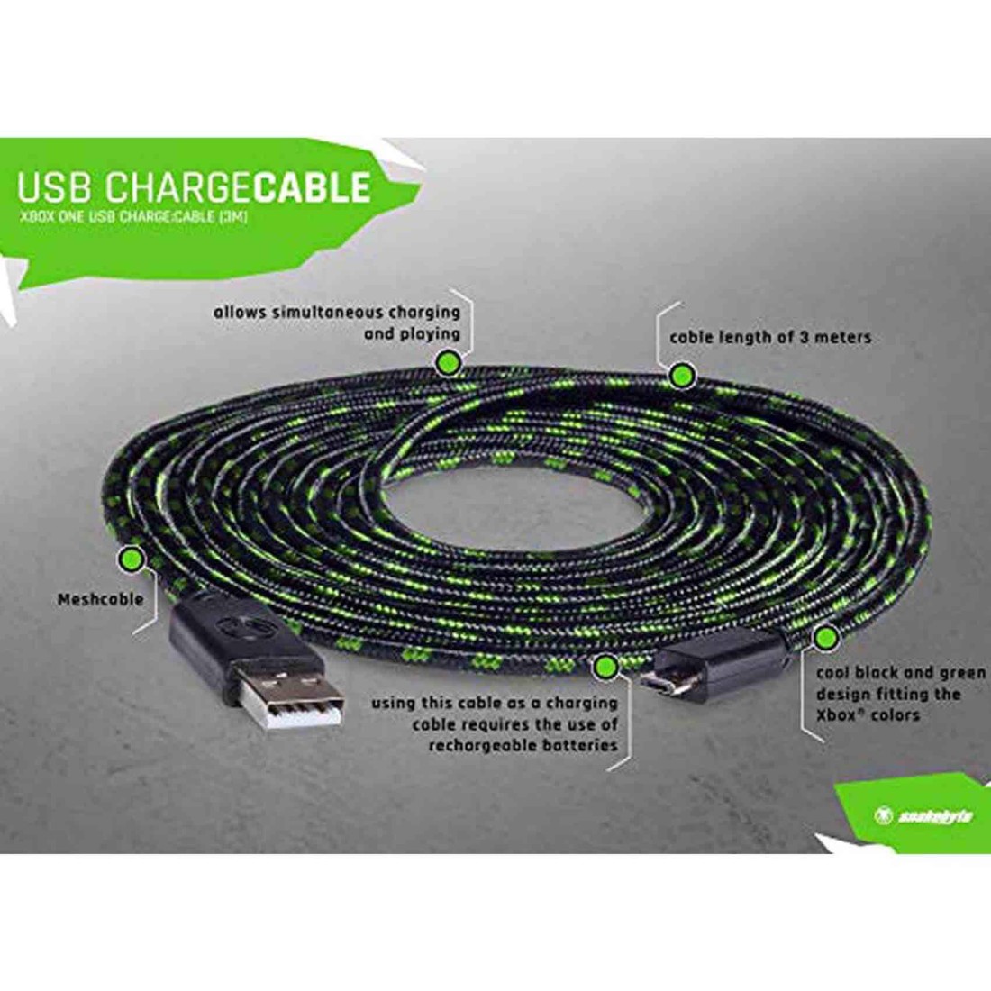 سنيك بايت سلك شحن USB لأجهزة إكس بوكس ون - متعدد الألوان