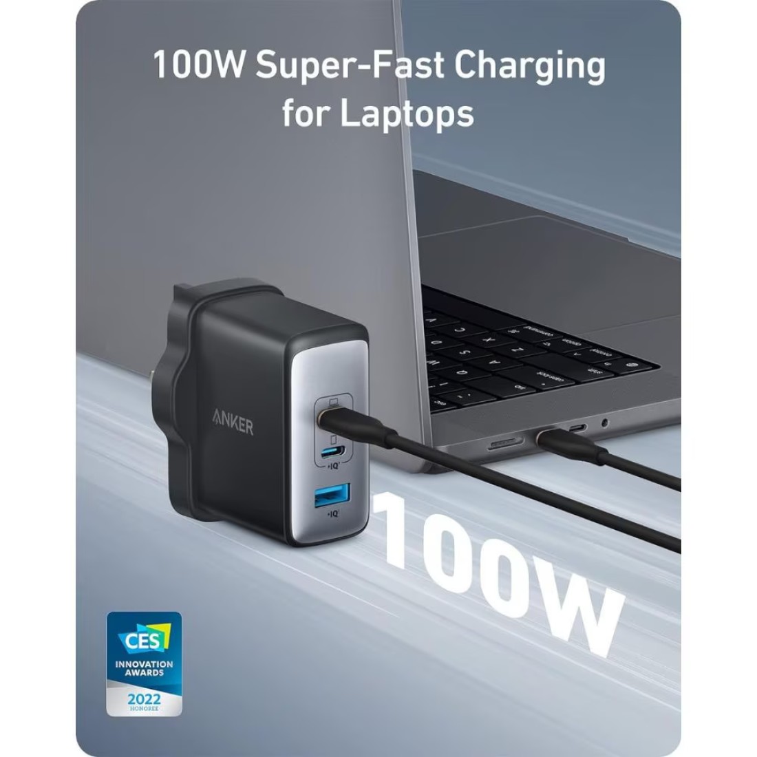 أنكر شاحن حائط نانو بمنفذ USB-C - أسود 100 واط