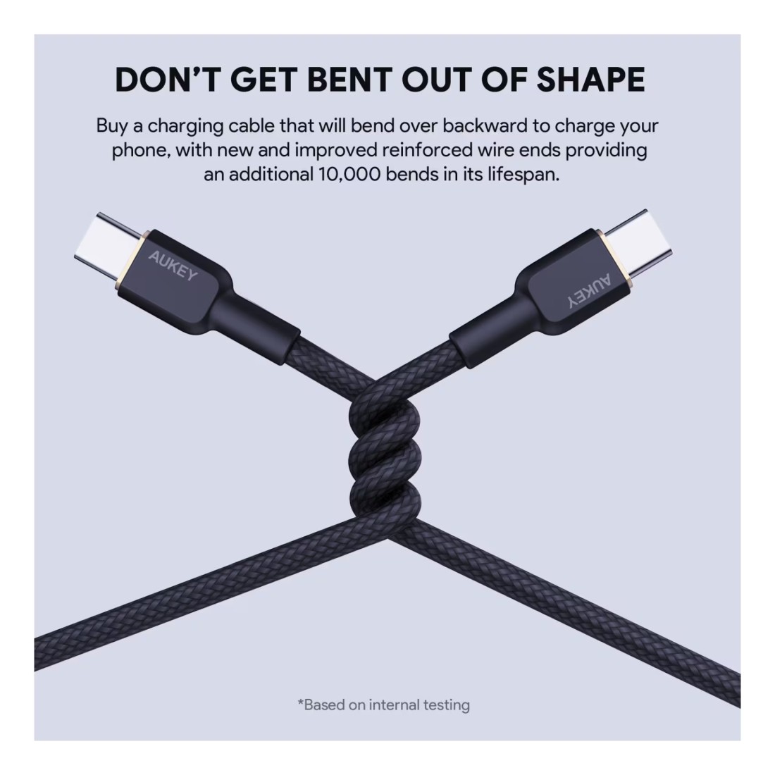 أوكي سيركليت كابل شحن ومزامنة بيانات CC نايلون مضفور USB-C إلى USB-C - أسود 1.8 متر 60 واط