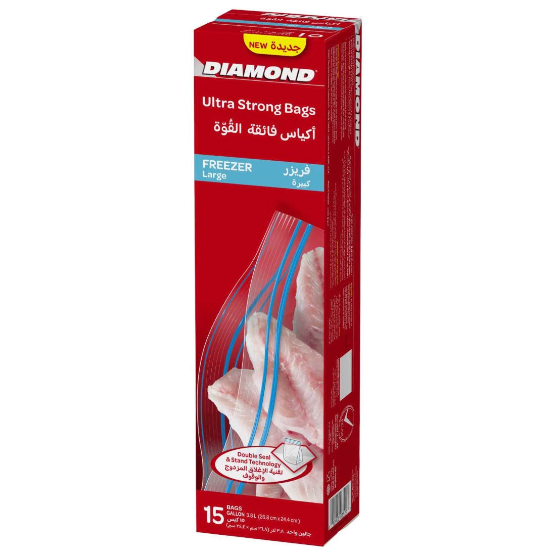 Diamond Freezer Zipper Large Clear 15 Bags