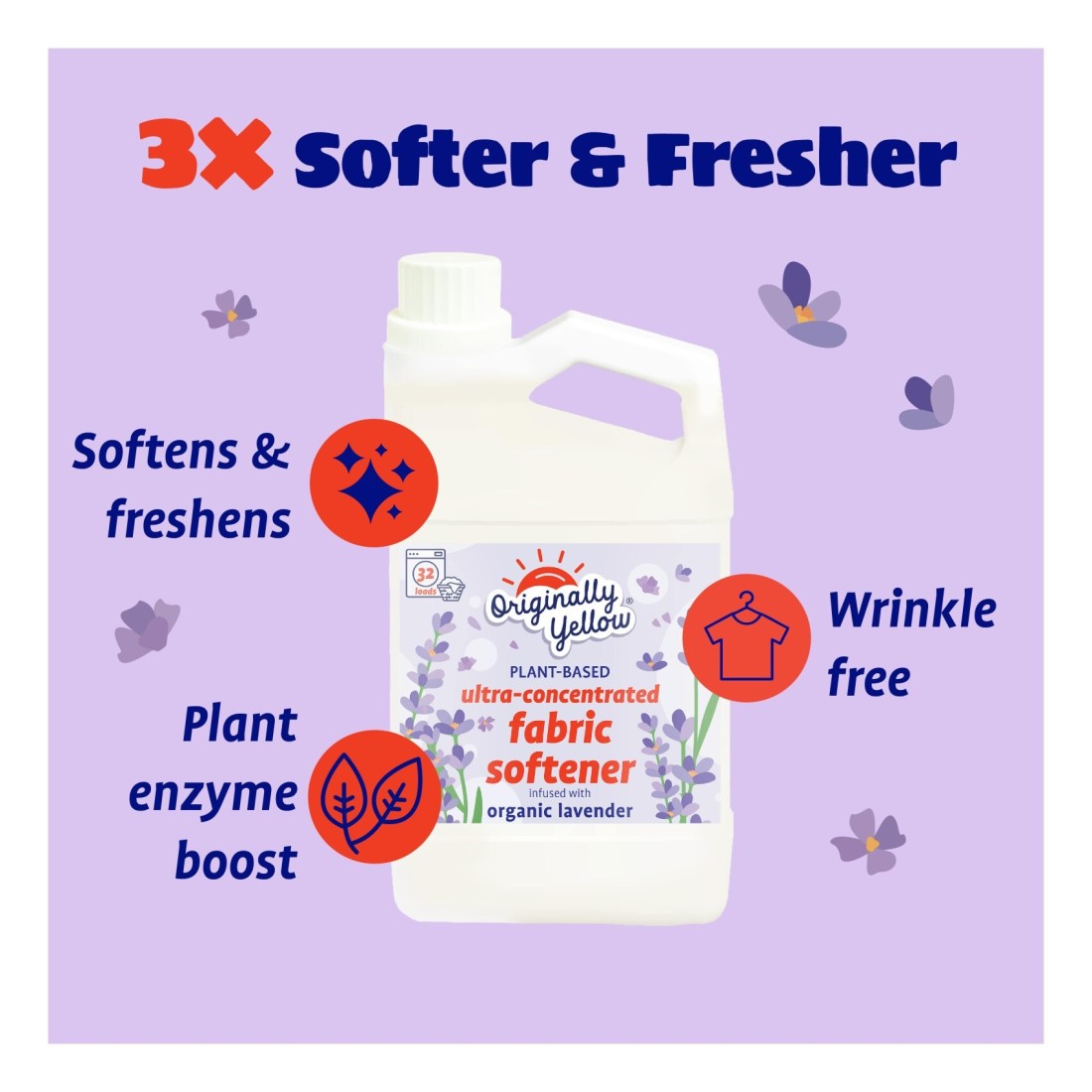 Originally Yellow Plant-Based Ultra-Concentrated Fabric Softener Infused with Organic Lavender 946ml
