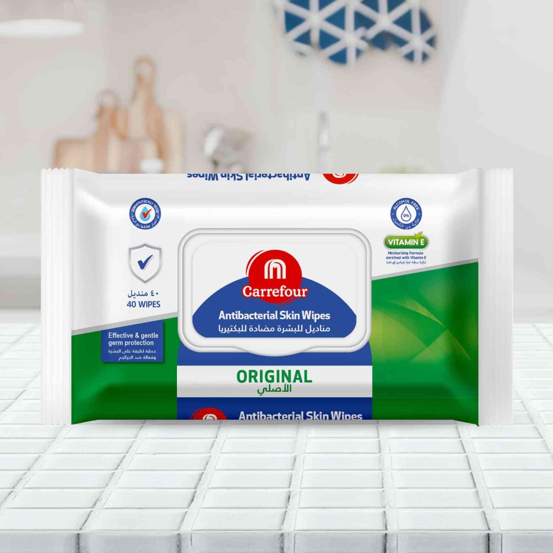 Carrefour Antibacterial Original Skin Wipes White 40 Wipes