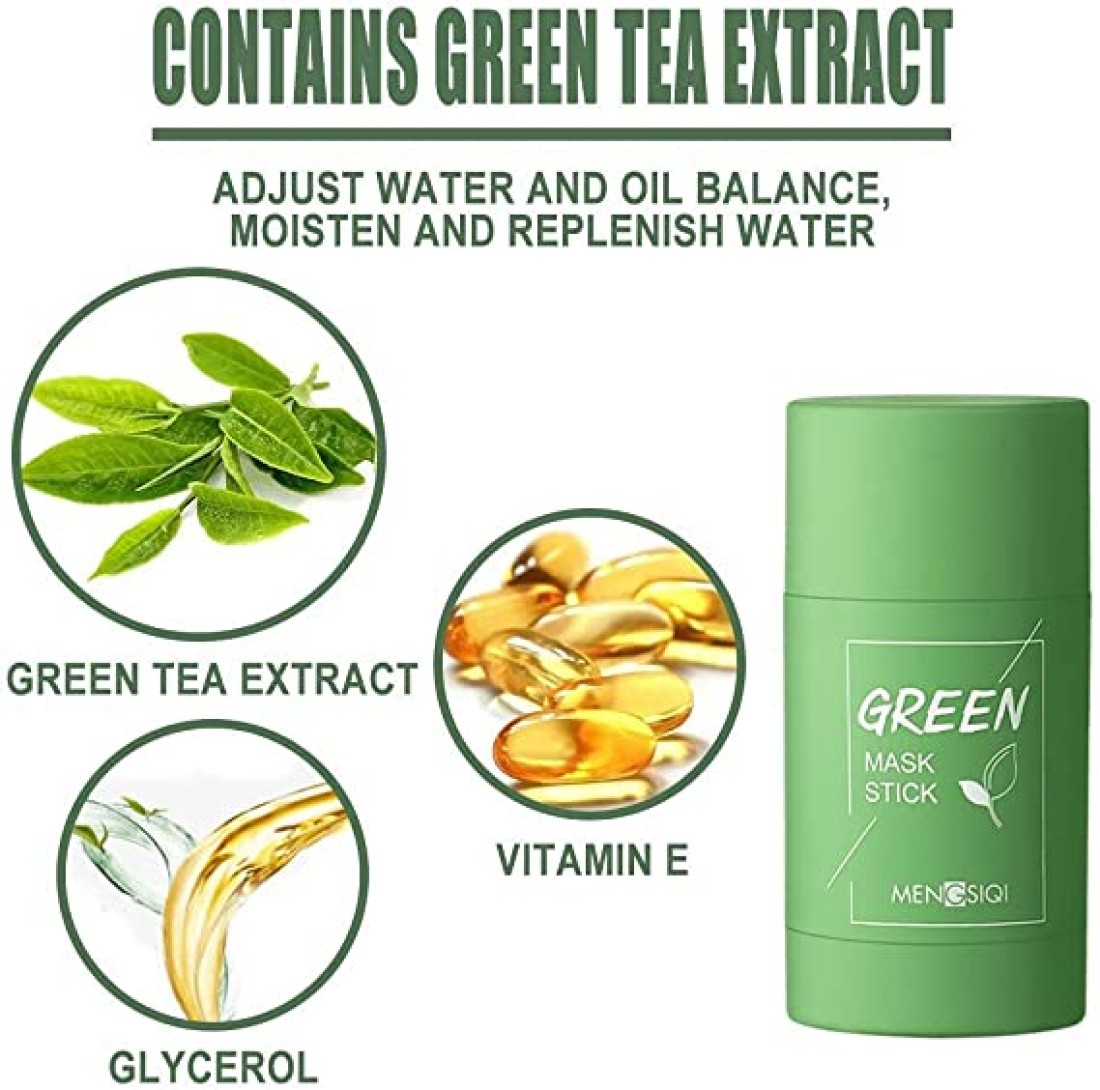 Green Tea Purifying Clay Stick Mask,For Face Moisturizes Oil Control,Deep Clean Pore,Exfoliating Mask
