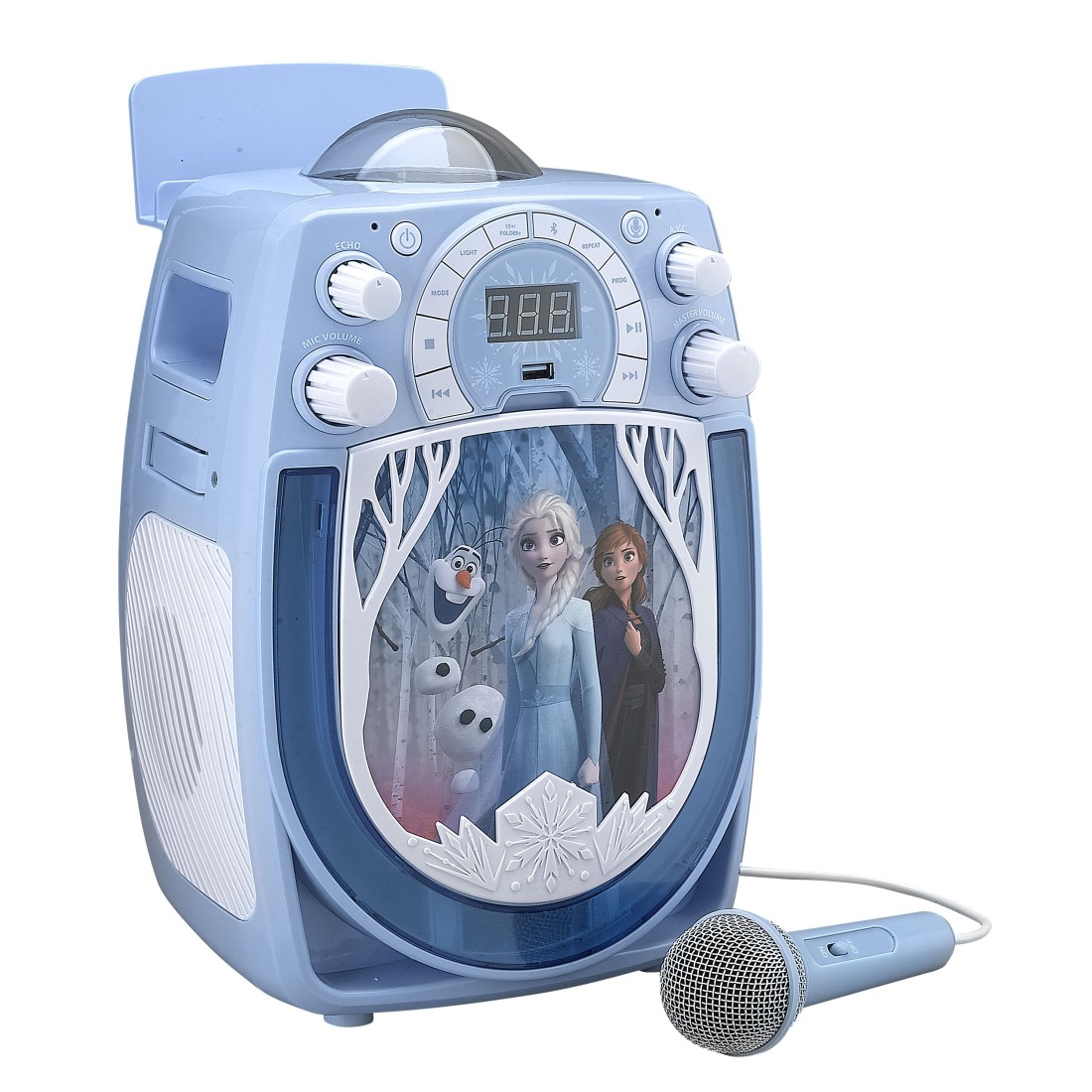 KIDdesigns FROZEN Bluetooth MP3 Sing Along Karaoke Machine - Kids Wireless Rechargeable Portable MP3 Karaoke w/ Mic, LED Light Show&hellip;
