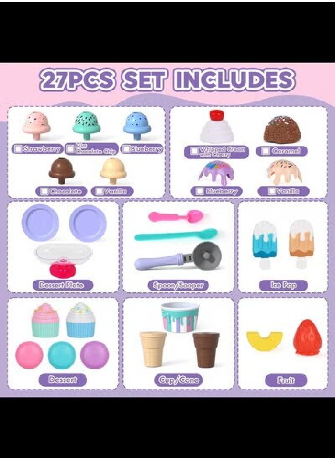 Ice Cream Toys for Kids, Food Toys &amp; Play Kitchen Accessories, Plastic Food, Ice Cream Toy, Play Food &amp; Kitchen Toys, Ice Cream Set, Gift for 3 Year Old Boy Or Girl