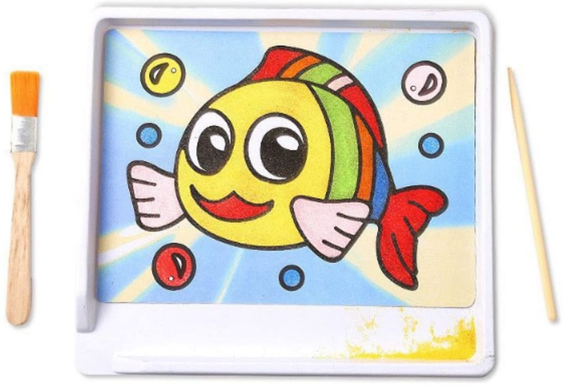 Samdone 12Pcs, Lot Kids DIY Sand Painting Toy Children Drawing Board Sets Bubble Sand Handmade Picture Paper Craft Sand Draw Art