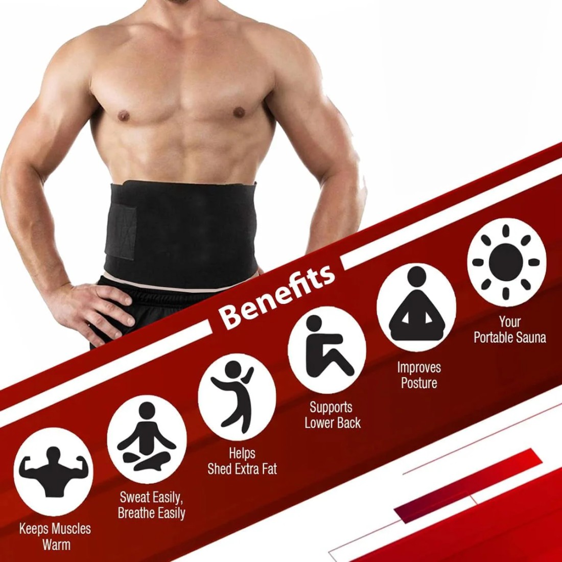 Fitto Waist Trimmer Belt for Women Waist Trainer Sauna Belt Tummy Toner Low Back and Lumbar Support with Sauna Suit Effect