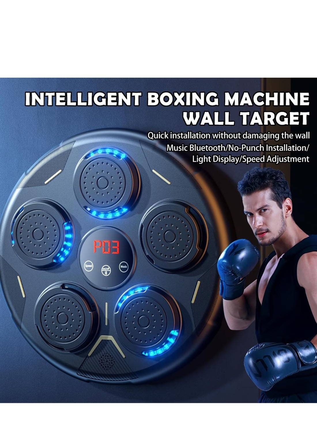 Smart Boxing Machine – Wall-Mounted Musical Punching Equipment with Bluetooth for Home Workout – Includes Gloves – Perfect for Adults & Kids