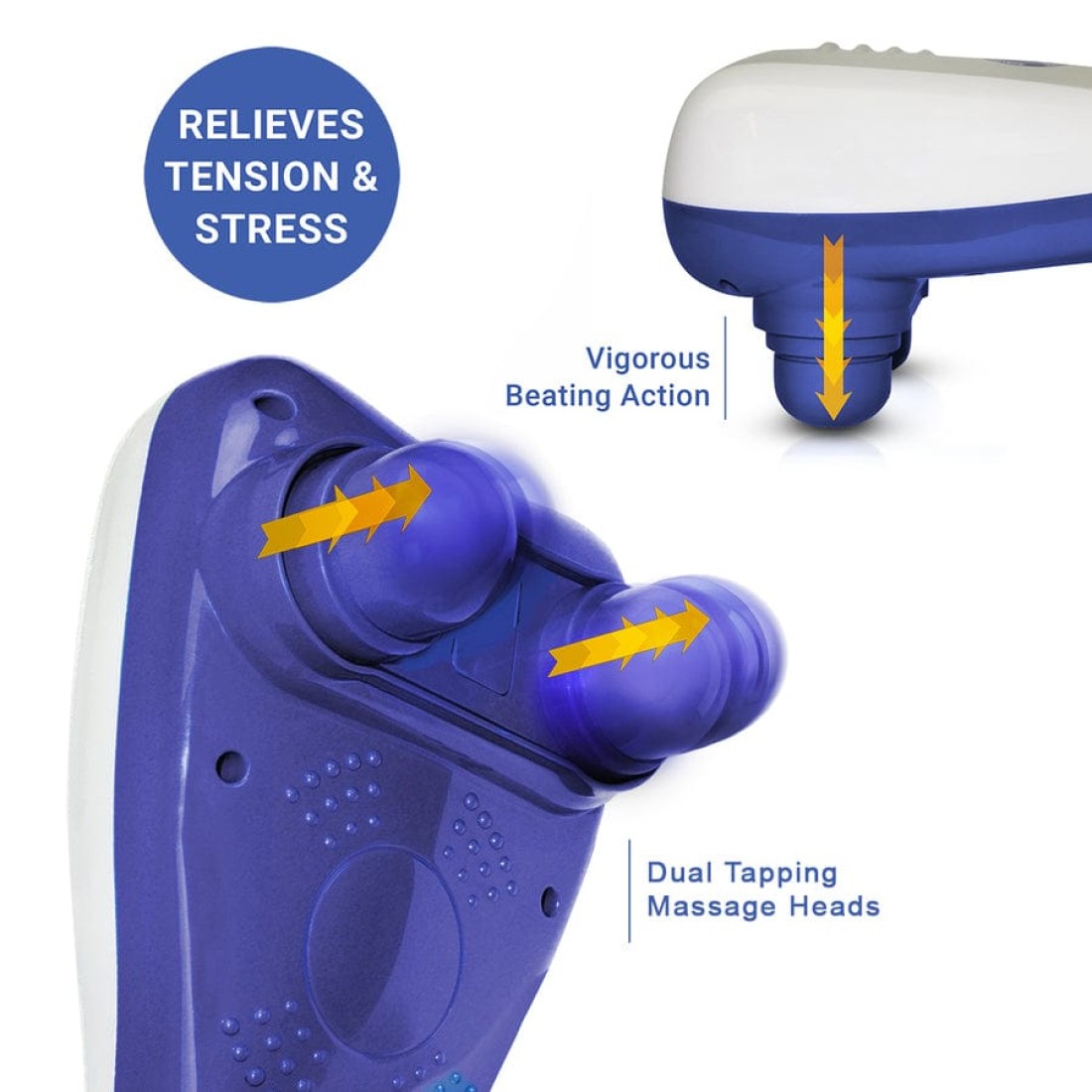 Sprintee Dual Head Massager, Powerful Handheld Neck Back Massager Deep Tissue Percussion Massage for Shoulder, Leg, Foot, Muscles, Electric Double Head Full Body Massagers