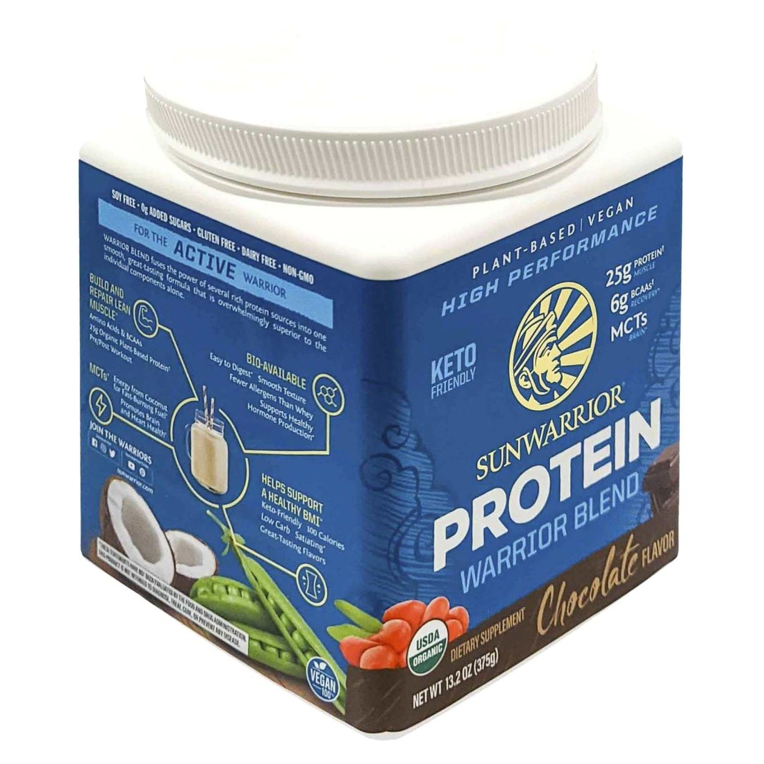 Sunwarrior Organic Protein Warrior Blend Chocolate Flavour Dietary Supplement 375g