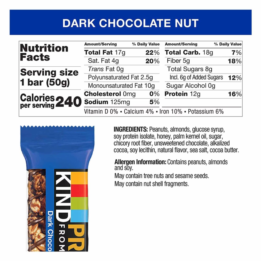 Be-Kind Double Dark Chocolate Nut Protein Bar, 50g