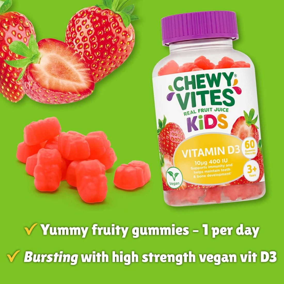 Chewy Vites High Strength Vitamin D3 400IU 60 Gummies