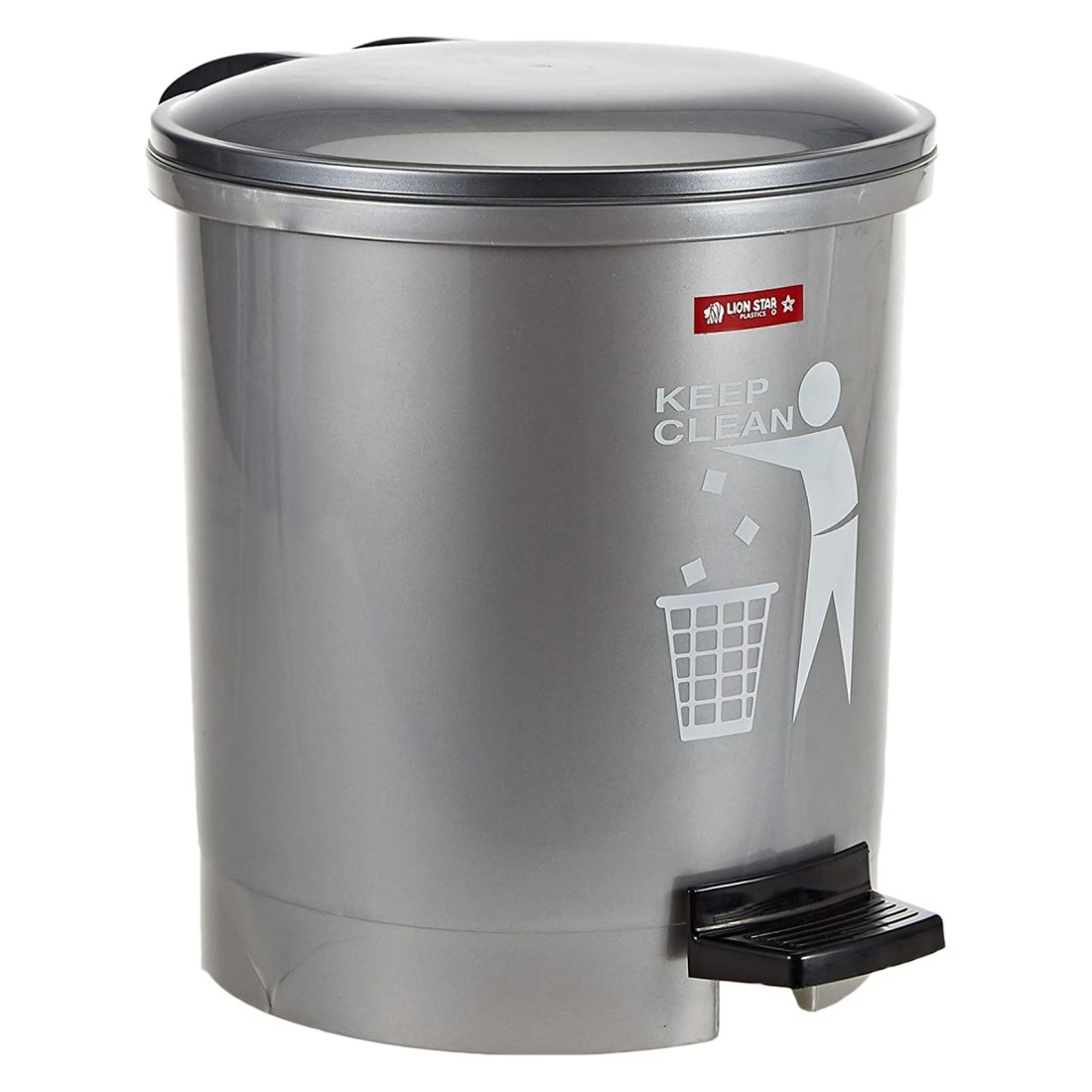 Lion Star Round Step Dustbin Grey 5L