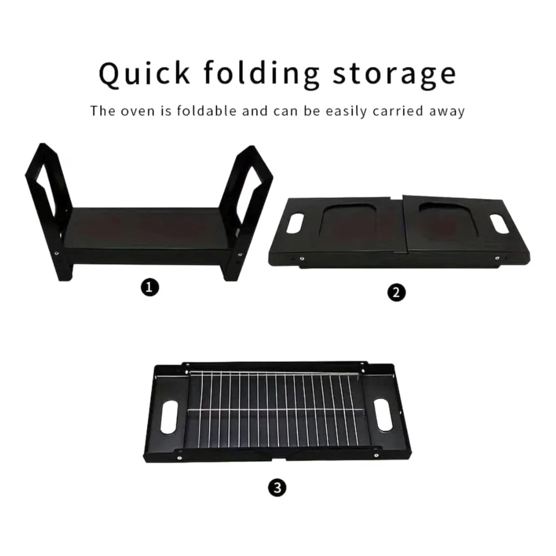 Budget Folding Charcoal Portable Barbecue Pits Black 23x4.5x49.2cm