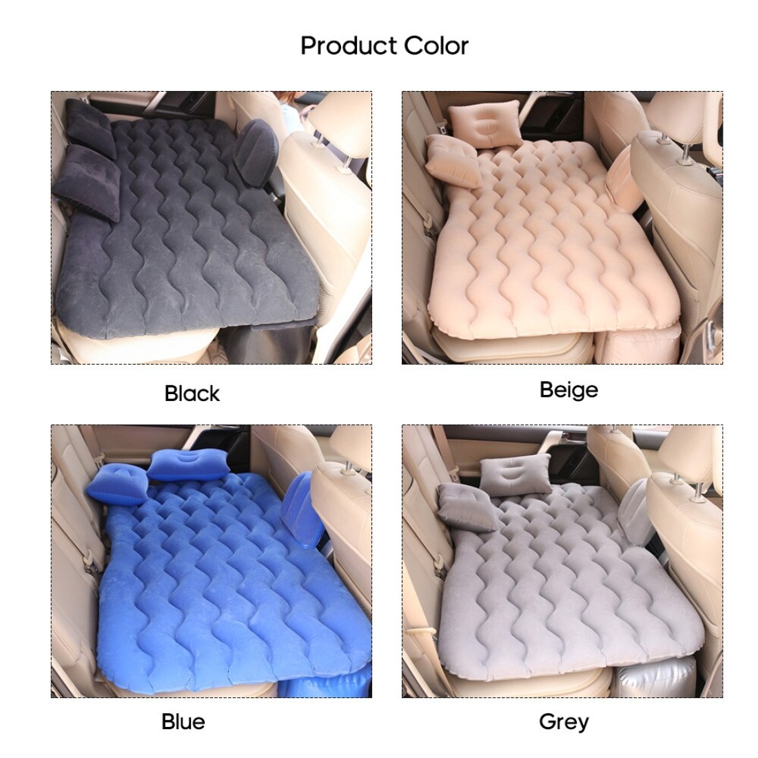 Generic-Car Inflatable Bed Air Mattress Universal Car Seat Bed Outdoor Camping Sleeping Pad Cushion Mat with 2 Air Pillows