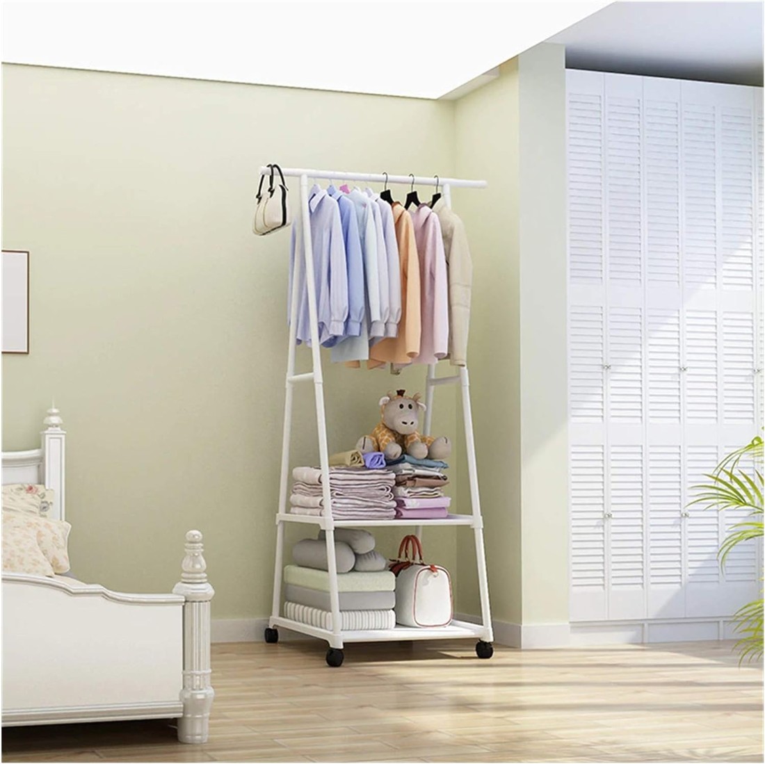 Fitto Coat Rack Multi-Function, Removable for Bedroom, Hanging Clothes, with Wheels, Floor Standing Triangle Hanger, Coat Rack Stand, Color: LYJ3 2