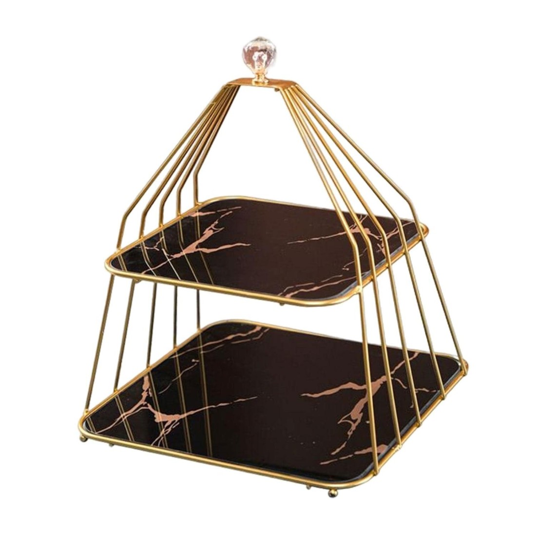 2-Tier Cupcake Stand Display Tower - Black Bottom Elegant Cake Stand for Desserts Weddings Parties, and Events Home & Kitchen Decor