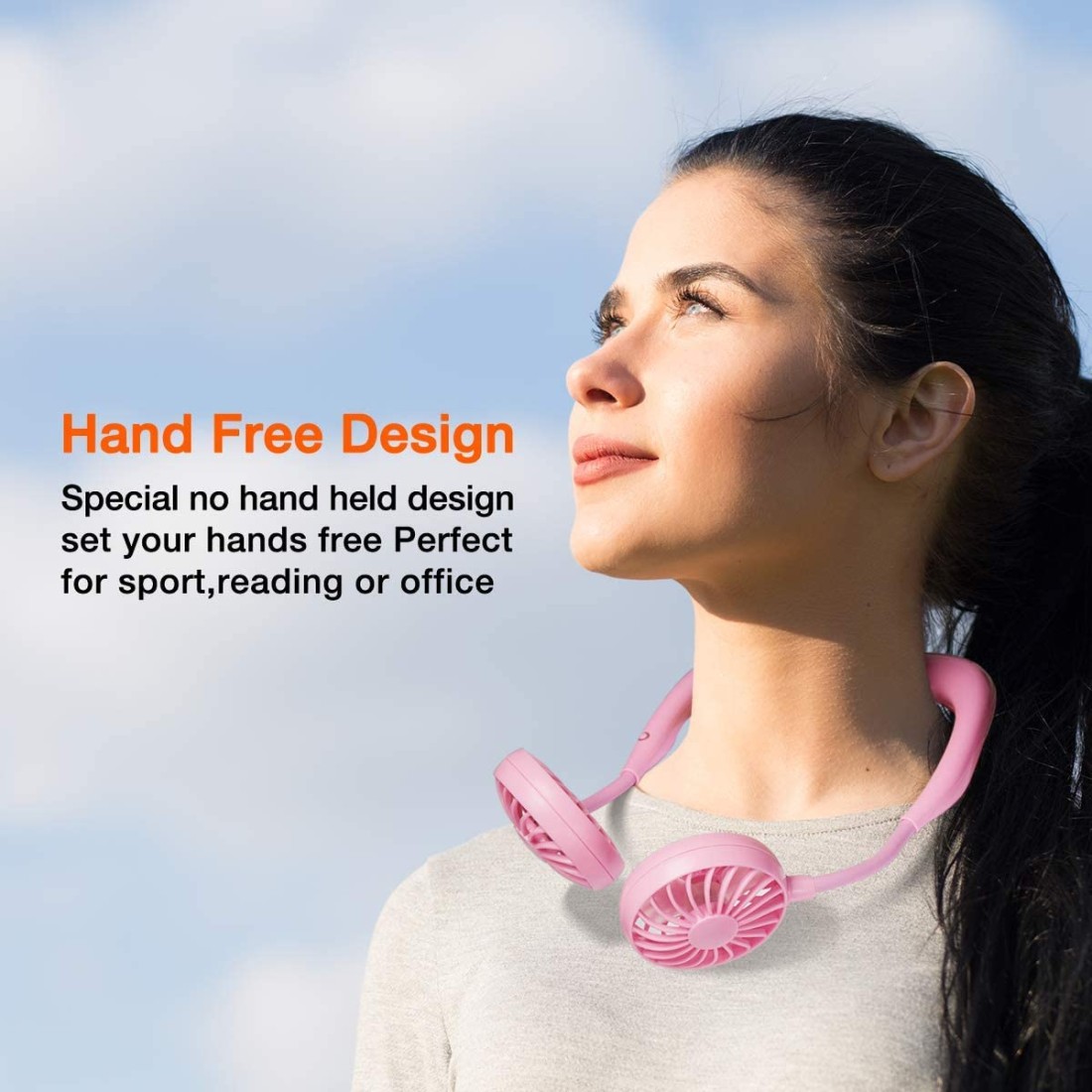 Aiwanto Neck Fan Hand Free Neck Fan Design Sports Fan Outdoor Travel Fan Personal Fan