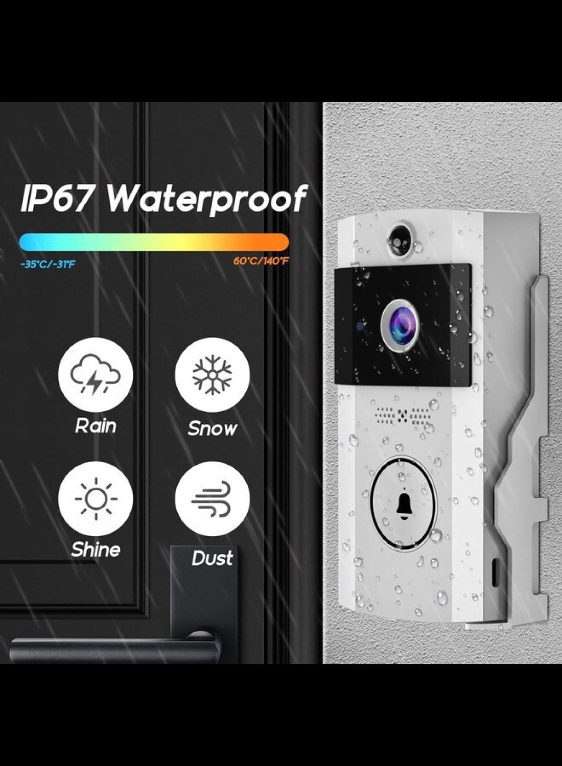 Door Bells with Camera Wireless Chime HD 100MP Video Camera - No Drill Mount No Subscription, Rechargeable Battery Powered 100 Days Use, Motion IR Sensor, View Intercom