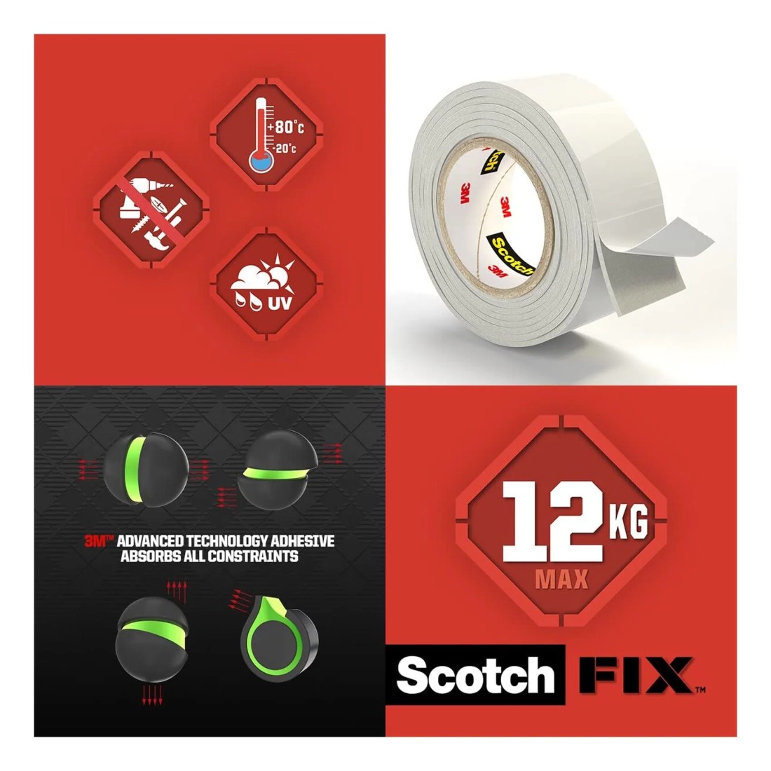 3M Scotch Fix Extreme Interior Mounting Tape 0.019x1.8m