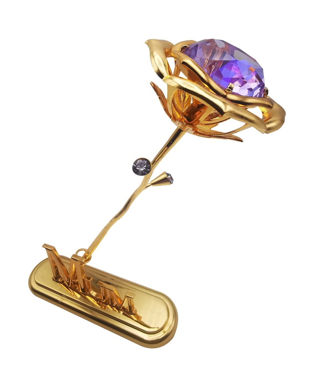 24K Gold Plated Rose Artificial Flowers Gold Dipped Rose with MUM Sign Stand