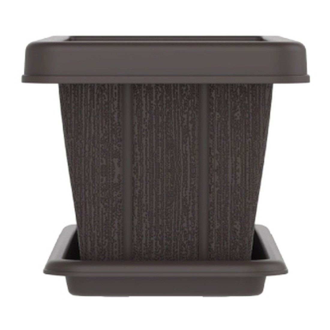 Cosmoplast Cedargrain Rectangular Planter With Tray Dark Brown 18inch